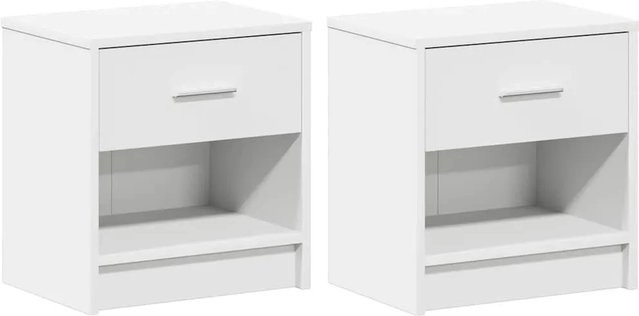 vidaXL Nachttische 2er-Set mit Schublade in Weiß, B/T/H: 39 x 28 x 41 cm - Bild 1