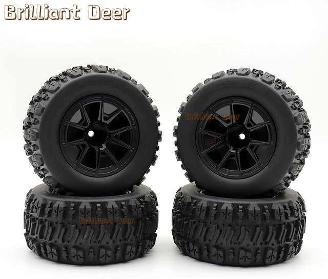 Brilliant Monster Truck Reifen, 4-teiliges Set, 90mm, Off Road Buggy Gummiräder, 12mm Sechskantnaben, für 1/14 Wltoys 144010 MJX Hyper Go 14209 14210 RC-Auto - Bild 1