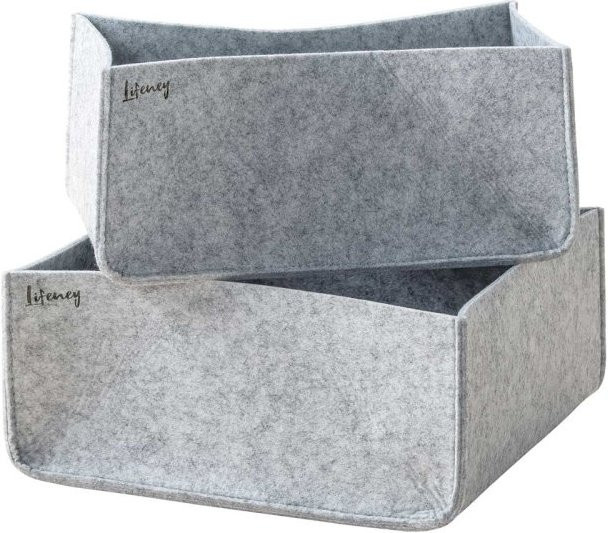Lifeney Schubladenorganizer 2er Set aus Filz in Grau mit Trennern, B/T/H: 27,0 x 25,0 x 12,0 cm - Bild 1