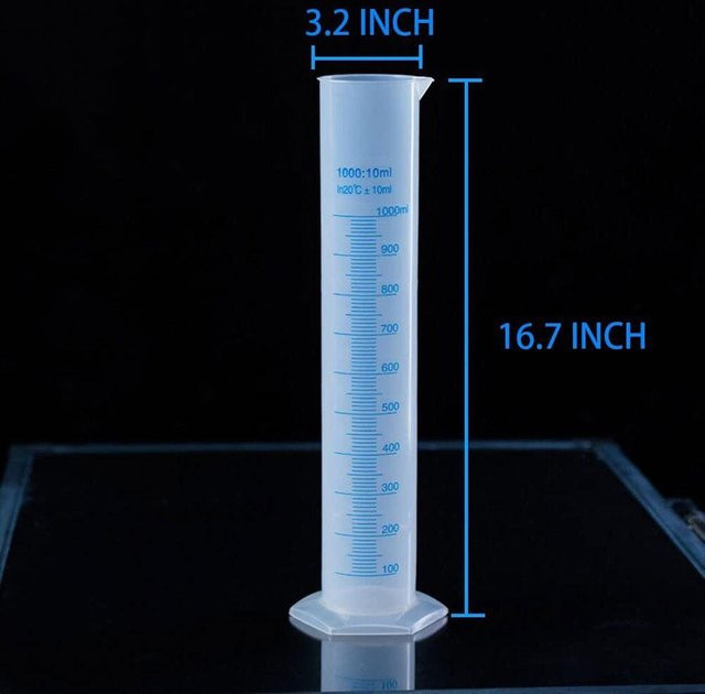 Ychshuo Messzylinder aus Kunststoff, transparent, 1000 ml - Bild 1