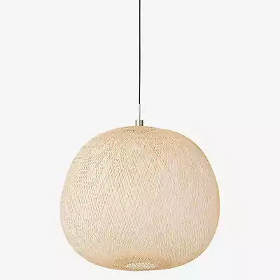 Ay Illuminate Plum Pendelleuchte aus Rattan in Beige mit silbernen Details, Durchmesser: 80 cm - Bild 1
