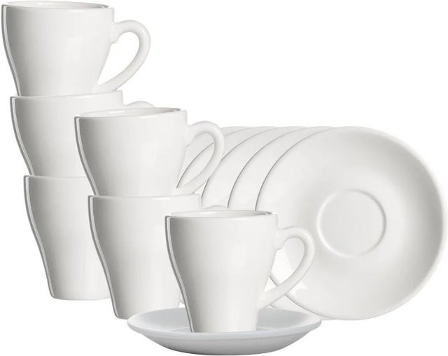 Ritzenhoff & Breker Bari Kaffeebecher mit Untertassen, 6er Set, Weiß, 300 ml - Bild 1