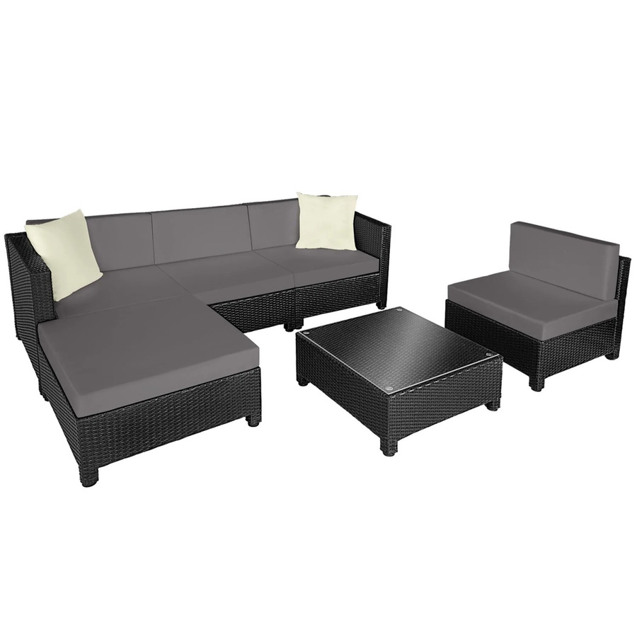 tectake Aluminium Rattan Lounge wetterfest und UV-beständig mit Polstern und 2 Bezugssets B/T/H: 64 x 72 x 64 cm - Bild 3