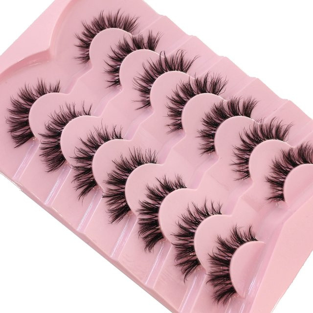 AMSDCN Falsche Wimpern, Wispy Cat-Eye, 16 mm, 7 Paar, Unisex - Bild 1