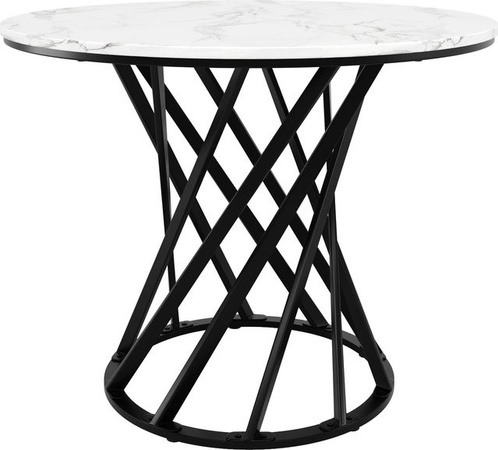 okwish Esstisch Rund für Esszimmer, Wohnzimmer und Küche, Farbe Schwarz/Weiß, Durchmesser: 80 cm, Höhe: 76 cm