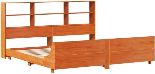 vidaXL Massivholzbett aus Kiefernholz in Wachsbraun, rustikales Bett ohne Matratze, B/T/H: 180 x 200 x 110 cm - Bild 1