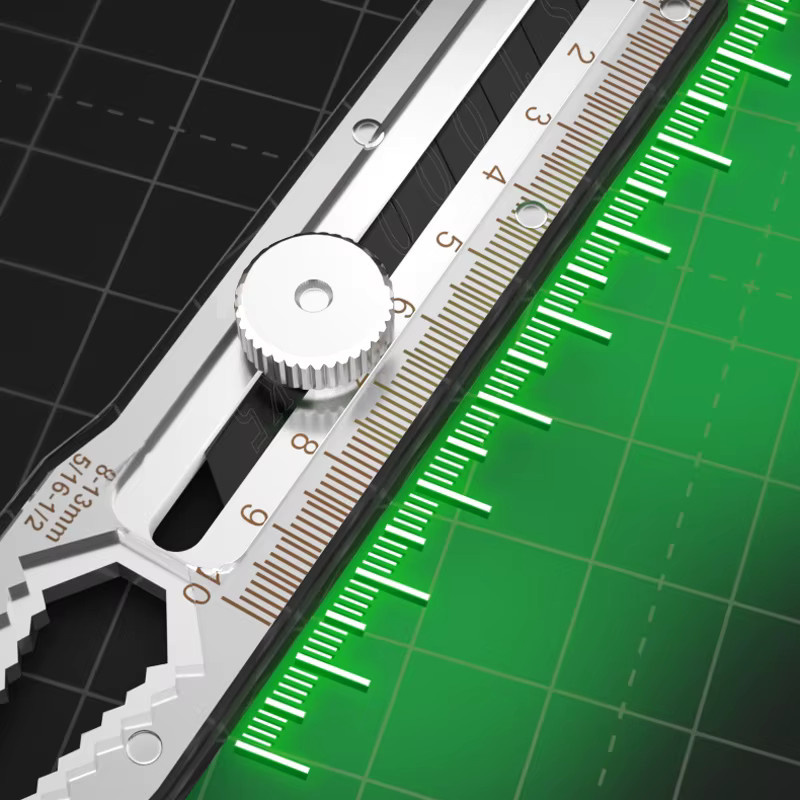 AXE SHAN 8-in-1 Multifunktionsmesser aus Edelstahl in Silber mit 9mm Abbrechklinge und Sechskantschlüssel - Bild 4