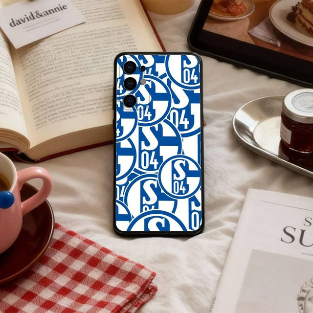 Handyhülle mit S-Schalke 04 P-Muster für Samsung Galaxy S24 Ultra, S23, S22 und weitere Modelle, Farbe: Schwarz und Blau, Weiche Schutzhülle - Bild 1