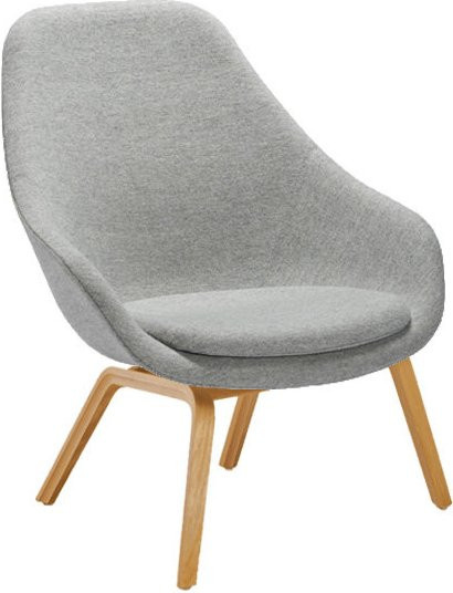 HAY About A Lounge Chair High mit Armlehnen in Grau, Stoffbezug und Holzgestell aus Buche und Eichenfurnier, Höhe: 93 cm - Bild 1