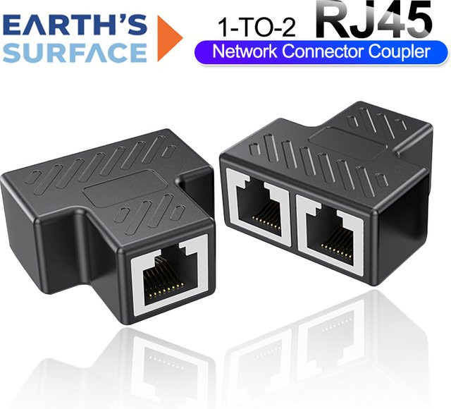 OUIO RJ45 Splitter 1 zu 2 Ethernet-Adapter für LAN-Anschluss in Schwarz - Bild 1