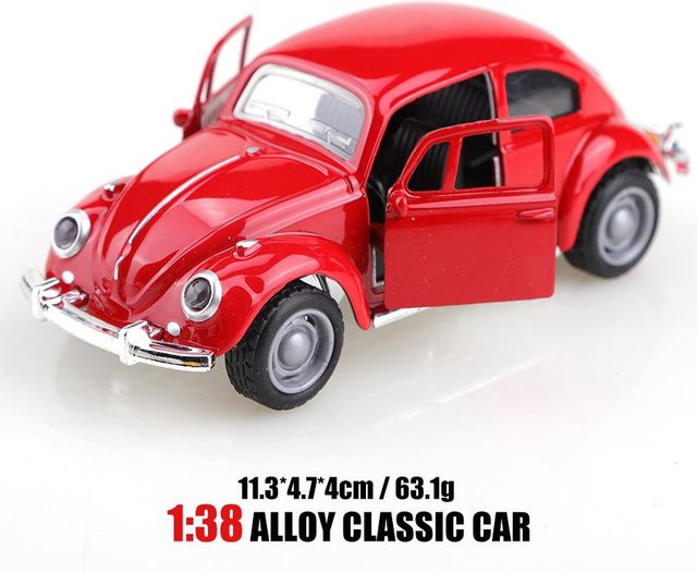 Linyi toy car Klassisches Süßes Käfer-Legierungs-Pull-Back-Auto, 1:38, Metall, ab 4 Jahren - Bild 1