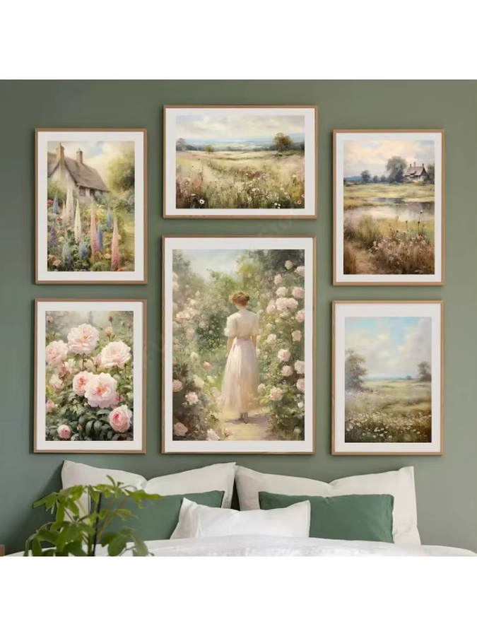 Potdemiel Vintage Landschafts-Ölgemälde als Leinwanddruck mit botanischen Motiven in Mehrfarbig - Bild 4