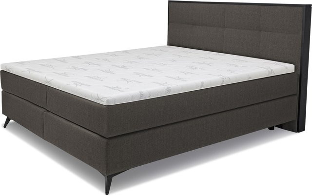Boxspringbett SANSIBAR LIVING Langeoog in Anthrazit mit Polsterung und Bonell-Federkern, B/T: 200 x 200 cm - Bild 1