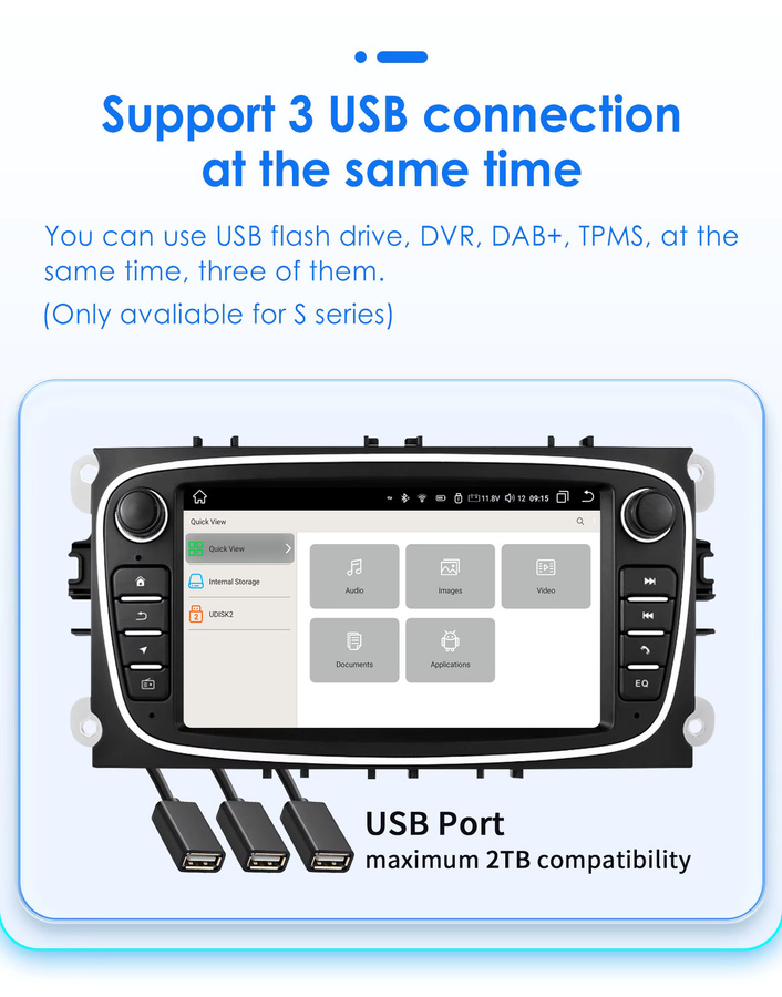 Hizpo Android All-in-One-Stereo Autoradio mit 7 Zoll Display für Ford Focus S-Max Mondeo Galaxy C-Max Kuga, 8 Core, 4G und WiFi, Schwarz - Bild 5
