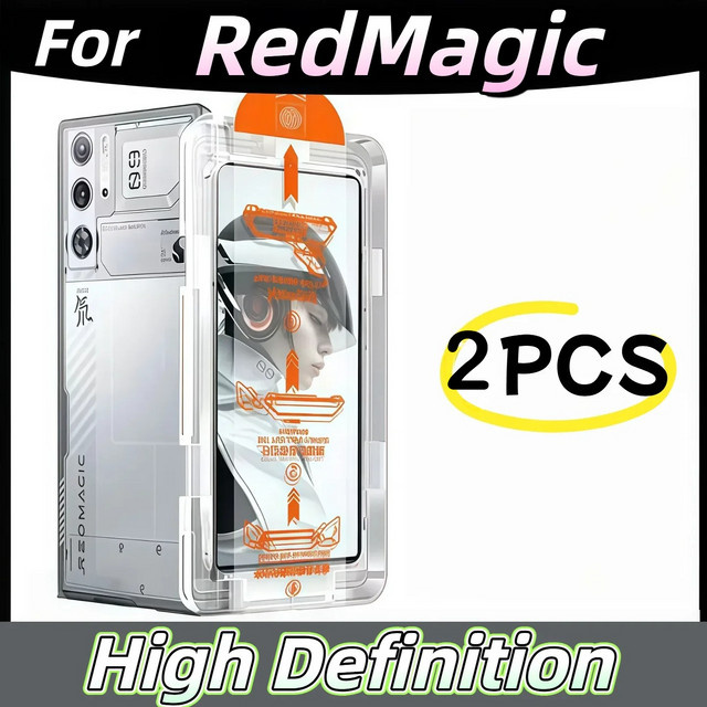 2 Stück ZTE Nubia Redmagic Red Magic 10 Pro Plus 9 8S Displayschutzfolie aus gehärtetem Glas mit 9H Härtegrad, transparente Vollabdeckung mit schwarzem Rand - Bild 1