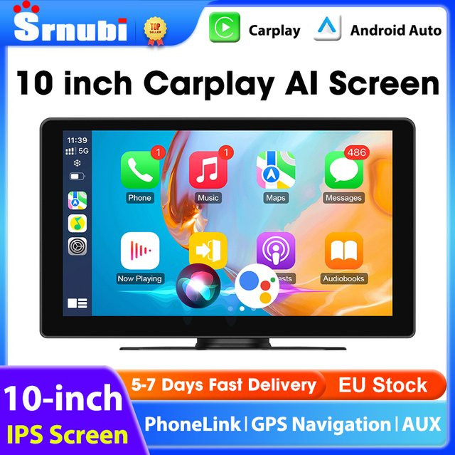 srnubi Smart Screen Multimedia Video Player mit Wireless Carplay und Android Auto, 7/10 Zoll, Schwarz - Bild 1