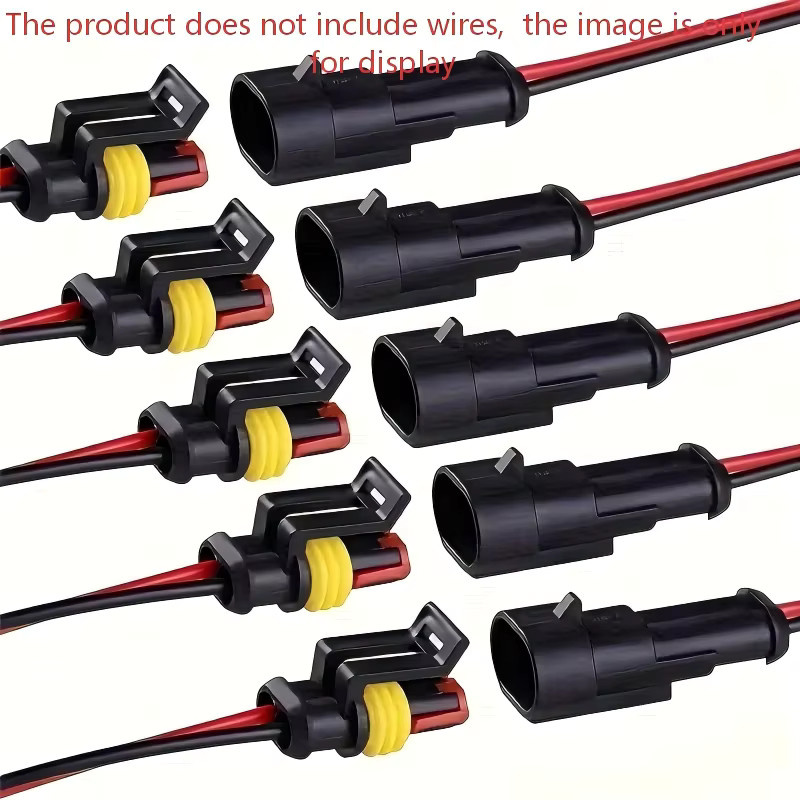 10 Stück 2-polige elektrische Kabelstecker 18 AWG Set mit männlichen und weiblichen Steckverbindern in Schwarz für Auto und LKW - Bild 2