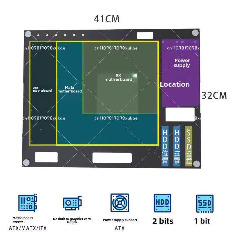 Wandmontiertes Computergehäuse in Schwarz für ATX und MATX Mainboards - Bild 4