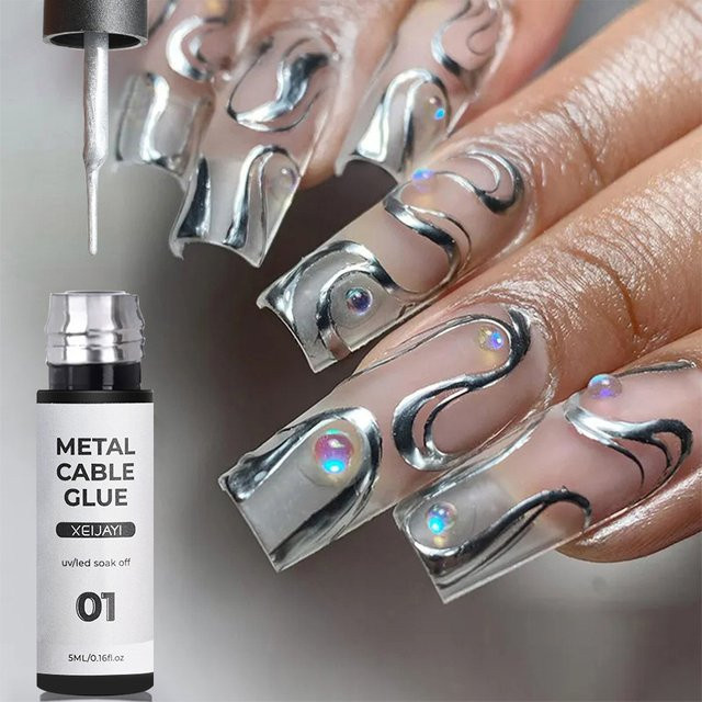 HotPress Nagel Lackierstift, Gold Silber Metall, Glänzend, 5 ml - Bild 1