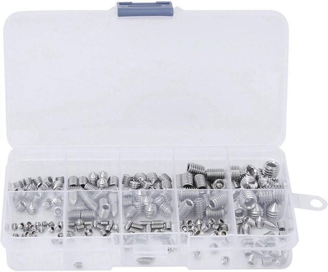 200 Stück Madenschrauben mit Kegelspitze und Innensechskant aus Edelstahl in Silber von Koogeelife für Präzisionsinstrumente (M3, M4, M5, M6, M8) - Bild 1