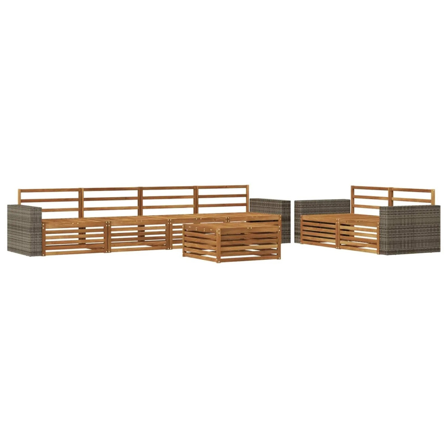 vidaXL Outdoor-Sofagarnitur aus Massivholz Akazie in Natur Braun mit 7 Teilen im modernen Latten-Design - Bild 2