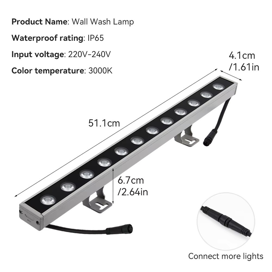 Burhui Wall Washer LED Außenstrahler Warmweiß für Hotel und Gebäude, Wasserdichter Aluminium Strahler für Innen und Außen - Bild 4