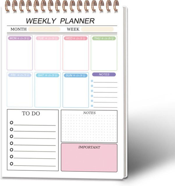 Undatiertes Wochenplanbuch mit 52 Planblättern und To-Do-Listen, 120 g/m² Papier, Softcover - Bild 1