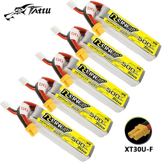 Tattu R-Line 1.0 2S LiPo Akku 7,4 V 500 mAh 95C für RC Hubschrauber, Quadcopter und FPV Racing Drones - Bild 1