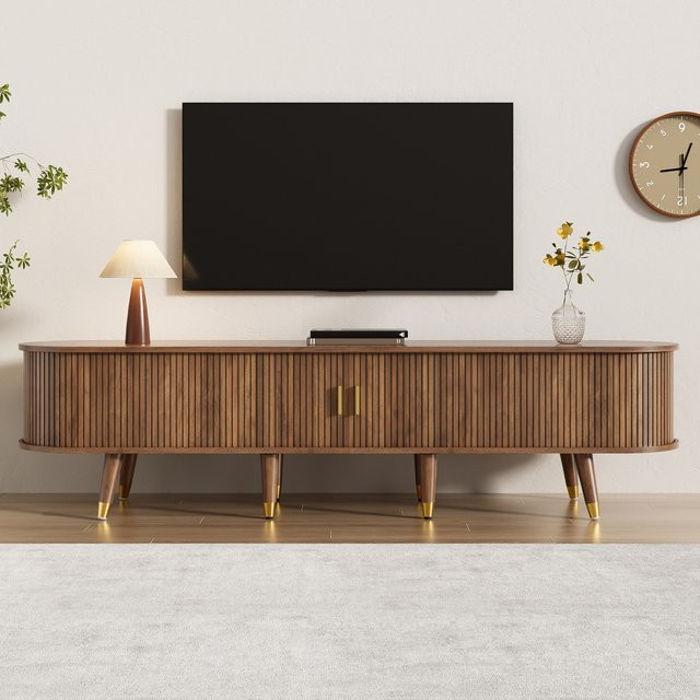 PINGGO TV-Schrank aus Rattan und Walnuss im Landhausstil, Breite: 175 cm - Bild 1