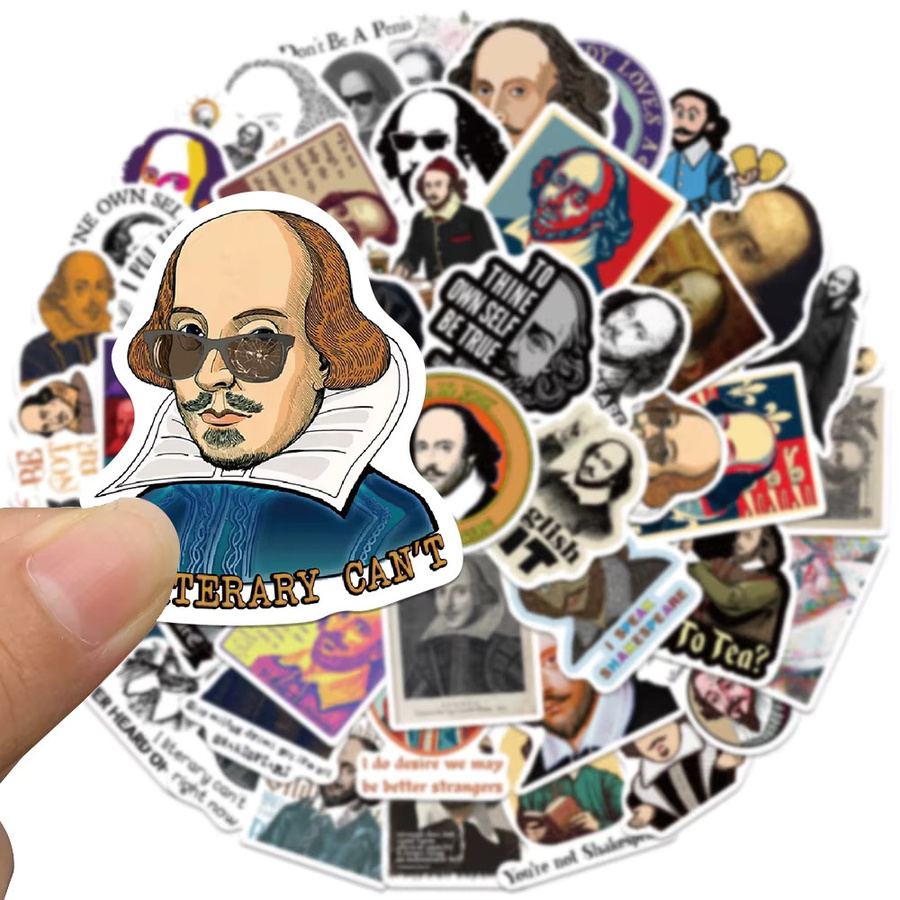 50 Stück Retro Shakespeare Graffiti Aufkleber im Renaissance-Stil, Mehrfarbig, für Tagebuch, Laptop und Kühlschrank - Bild 2