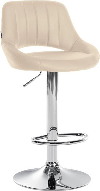 DELUKE Barhocker SEGAD in Creme mit Kunstleder und Silber, höhenverstellbarer Barstuhl mit Lehne und 360 Grad Drehbarkeit, B/T/H: 47 x 48 x 85 cm - Bild 1