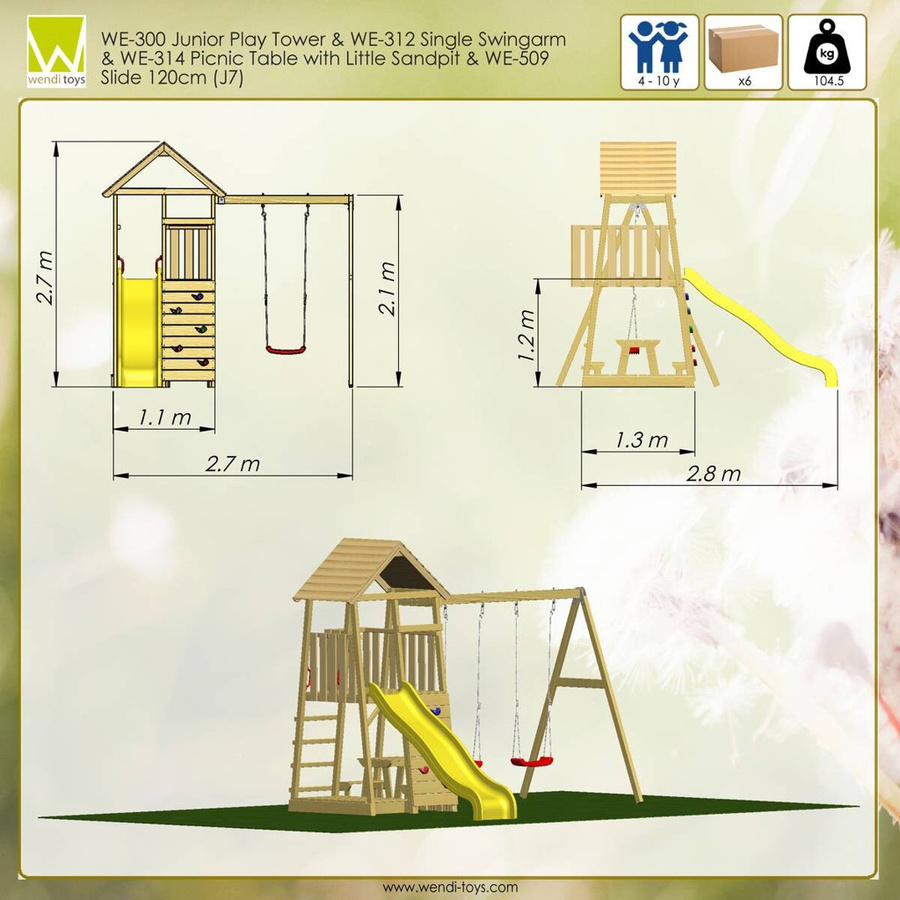 Wendi Toys Kletterspielturm Pelikan in Natur und Braun mit Gelb und Multicolour, B/H/T: 270 x 270 x 280 cm - Bild 2
