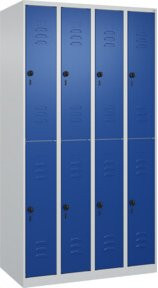C+P Doppelstock-Spind Classic PLUS mit 4 Abteilen, Grau und Blau, H x B x T: 185 x 100 x 50 cm - Bild 1