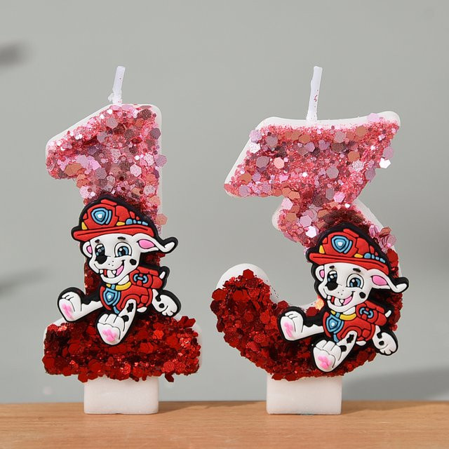 Paw Patrol 0-9 Zahlenkerzen, 3D-Cartoon-Figuren, Kuchenstecker, 1 Stück - Bild 1