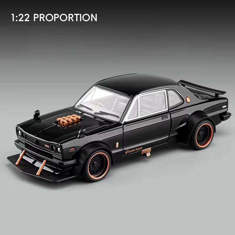 MAKEDA Skyline 2000 GT-R Sportwagen-Modell, 1:22, Metall, mit Licht und Sound - Bild 3