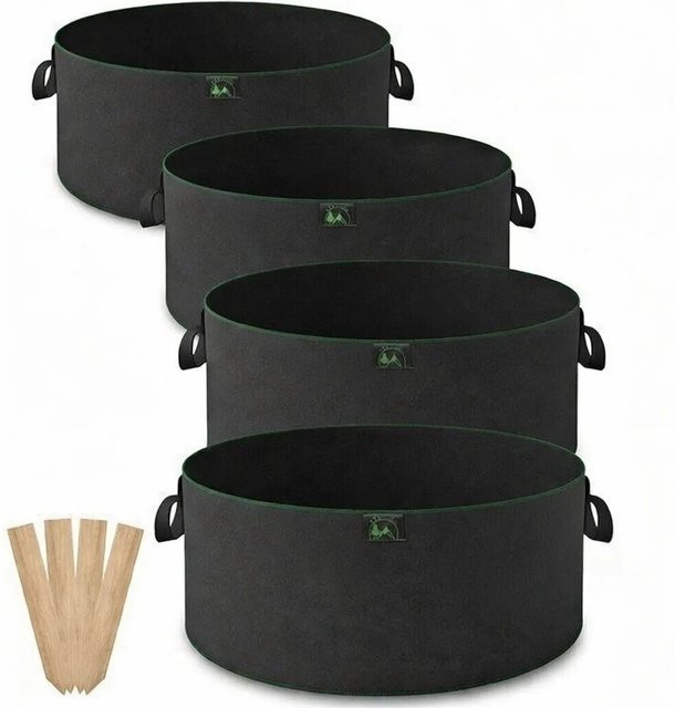 TTL GARDEN Pflanzsack Set 4er Pack, Hochbeet Pflanzsäcke aus Filz für Gemüse, Kräuter und Beeren, Durchmesser: 50 cm, Volumen: 60 l, Farbe: Schwarz - Bild 1
