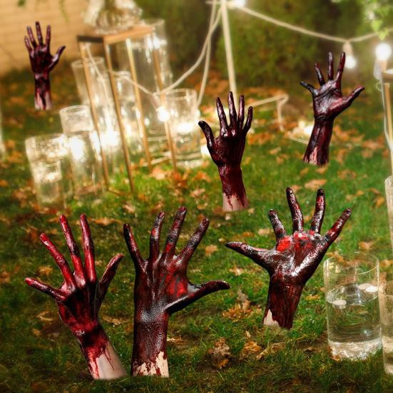 Shunfengshunshui Halloween Kartenstecker mit Blut-Geisterhand-Motiv in Mehrfarbig für gruselige Garten-Dekoration - Bild 7