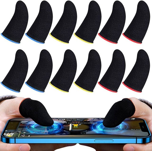 Abay Gaming Fingerlinge in Schwarz – Atmungsaktive Anti-Schweiß Touchscreen Handschuhe für mobiles Gaming - Bild 1