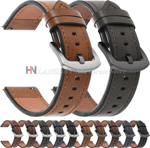 Uhrenarmband Echtleder, 20 mm, 22 mm, Schnellverschluss, Unisex - Bild 1