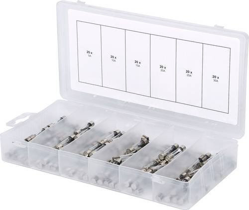 KS Tools Feinsicherung-Sortiment 120-teilig mit Glassicherungen von 5 A bis 30 A in transparentem Kunststoffgehäuse - Bild 1