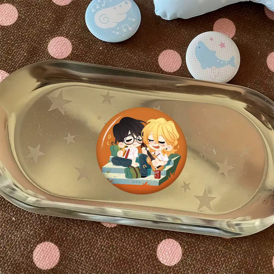 Anime Doukyuusei Rihito Sajo und Hikaru Kusakabe Soft Button Pin Abzeichen in Multicolor aus Metall für Gamer und Sammler - Bild 3