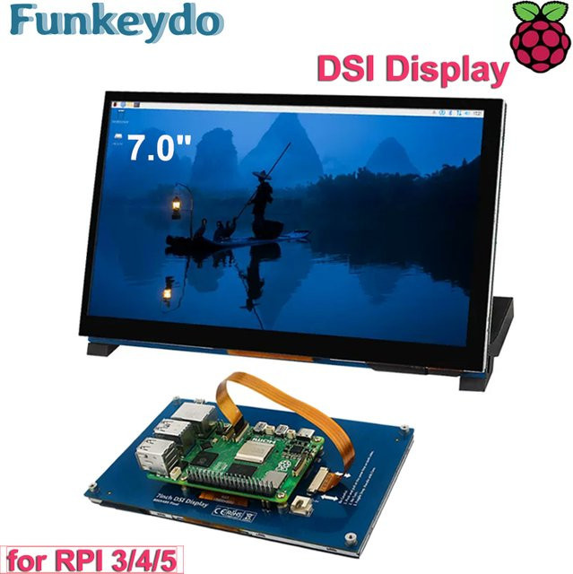 Raspberry Pi 5 7 Zoll MIPI DSI IPS Display mit kapazitivem Touchscreen, Auflösung 800 x 480 Pixel, kompatibel mit Raspberry Pi 4B und 3B - Bild 1
