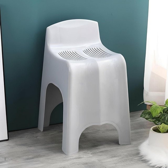 Magideal Duschhocker für das Badezimmer in Weiß, stabiler und wasserdichter Sitz für Senioren aus Kunststoff - Bild 1
