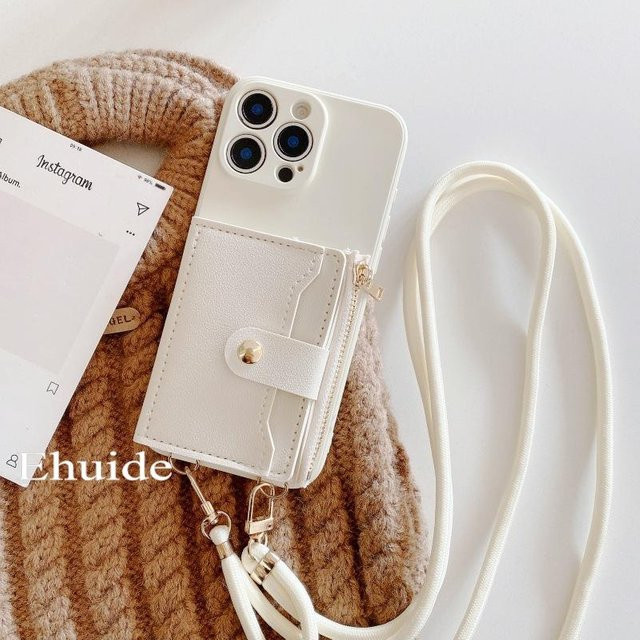 Geldbörsen-Hülle mit Riemen für OPPO Realme 14 Pro Plus 13 12 C61 C63 C65 C67 Reno 15 13F als Crossbody-Tasche mit Kartenfächern aus PU-Leder und TPU in Weiß - Bild 1