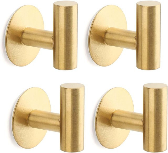 SeniVrythwel Klebehaken aus Edelstahl für Badezimmer als Handtuchhaken und Kleiderhaken, Gold - Bild 1