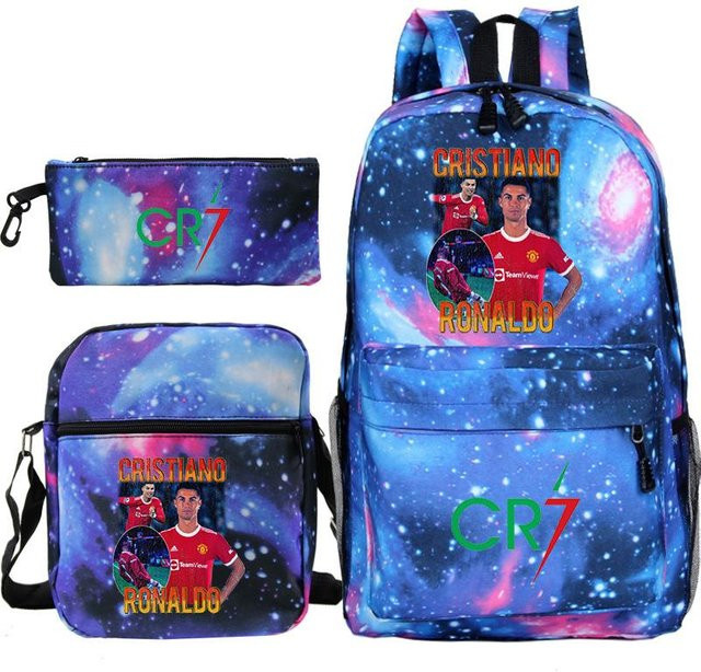 C Ronaldo Schultaschen-Set aus Canvas in Multicolour bestehend aus Rucksack, Schultasche, kleiner Umhängetasche und Federmäppchen - Bild 1