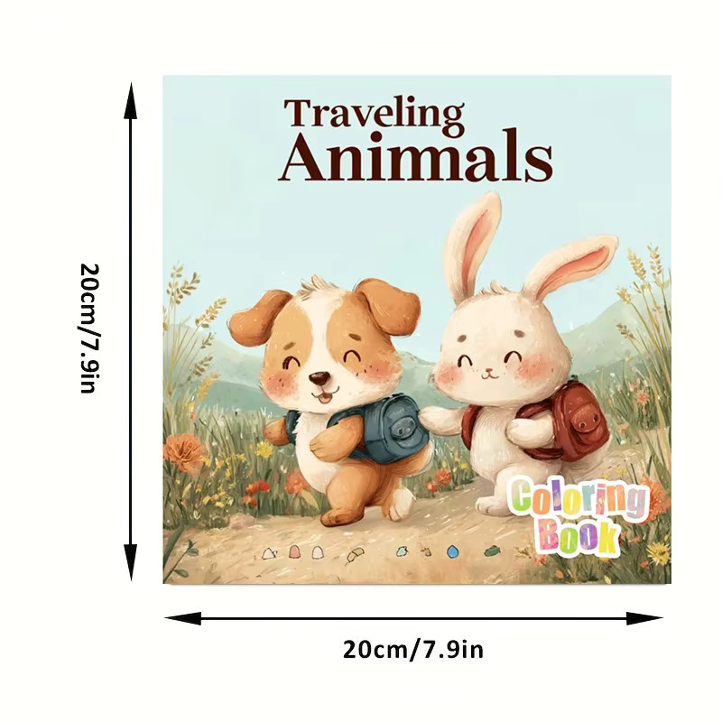 Tierreisbuch für Erwachsene mit 28 Seiten als buntes Malbuch und Zeichenzubehör - Bild 2