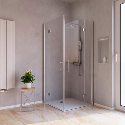 WELLWATER Duschkabine Aventis Eckeinstieg mit Drehtür, Farbe: transparent, B: 80 cm, H: 200 cm - Bild 1