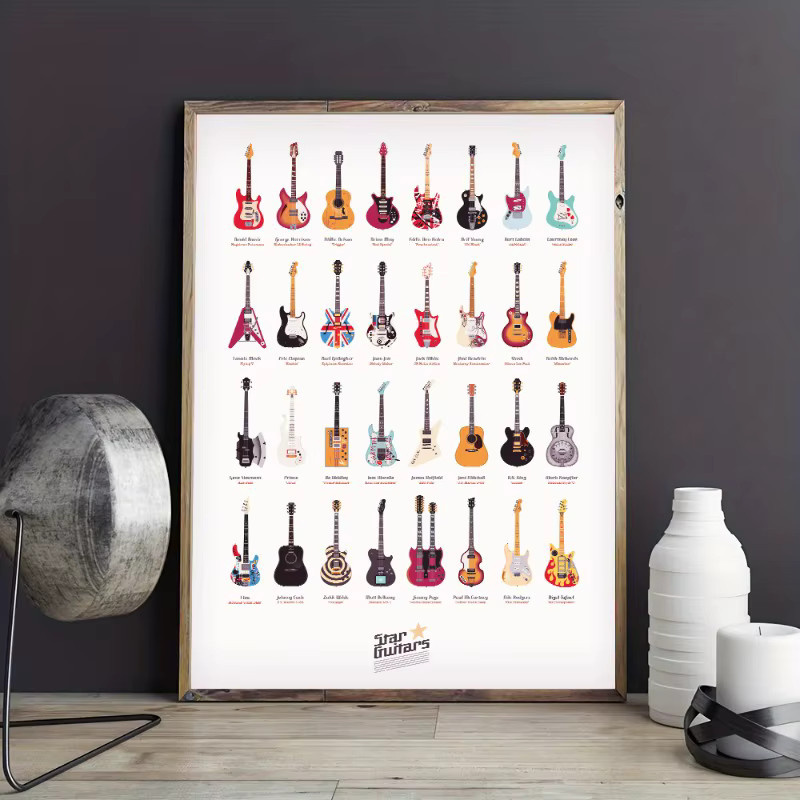 Potdemiel Retro Gitarren Poster Leinwandmalerei Musik Wandkunst Mehrfarbig - Bild 3