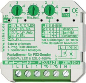 Wöhner Funk-Universal-Dimmer FD3 U2E kompakt, Farbe: Weiß, B/T/H: 43 x 43 x 18,5 mm - Bild 1